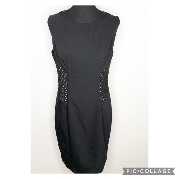 Cache black sleeveless mesh woven panel sheath dress size 12 - Picture 1 of 15